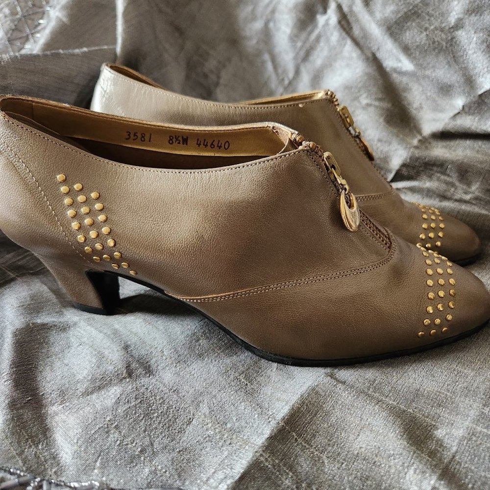 Magdesians gold metallic studded booties